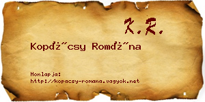 Kopácsy Romána névjegykártya